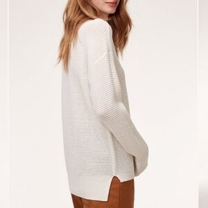 Aritzia Wilfred Free Isabelli Cream 100% Merino Wool Crewneck Sweater Womens XXS